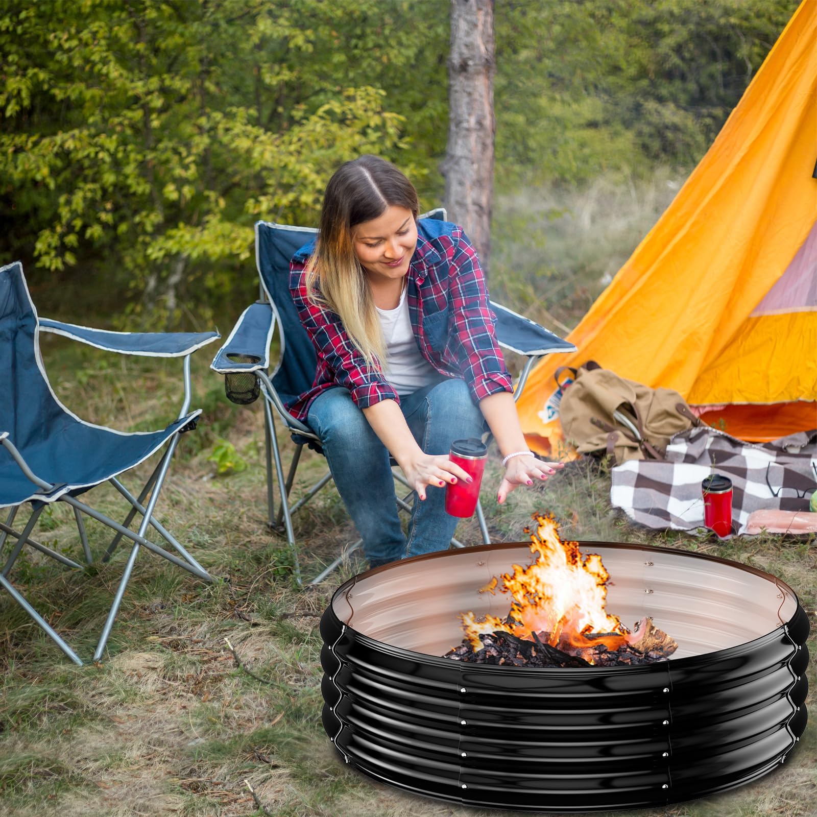 XGMDD outdoor fire pit ring is ideal for backyard gatherings.