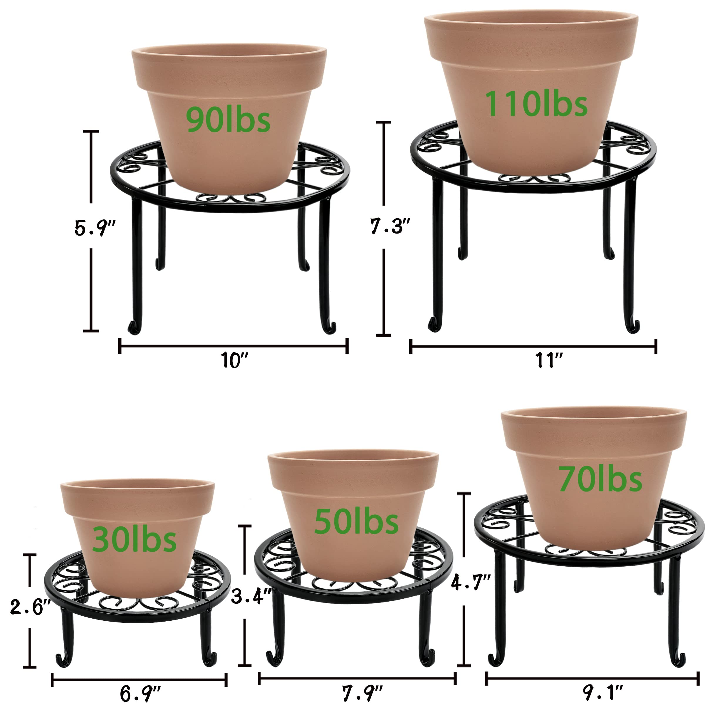 Xgunion metal plant stand 10inch diameter provides stable patio display.