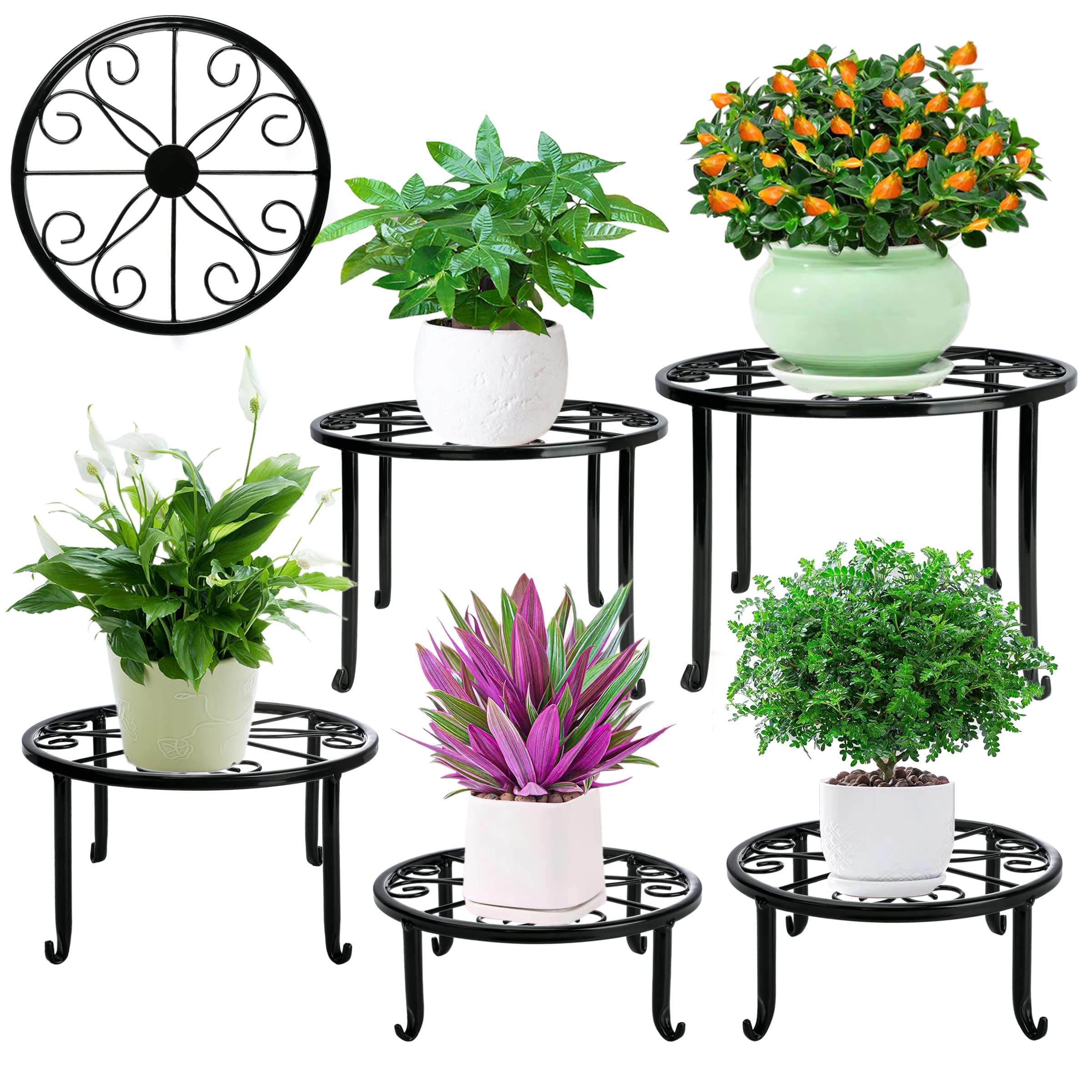 Xgunion metal plant stand 11inch diameter supports heavy pots indoors or outdoors.