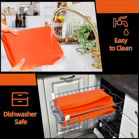 Xgunion silicone griddle mat 36in easy-clean surface wipes clean quickly.