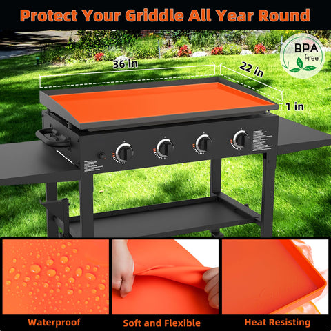 Xgunion silicone griddle mat 36in size fit ensures a precise Blackstone cover.