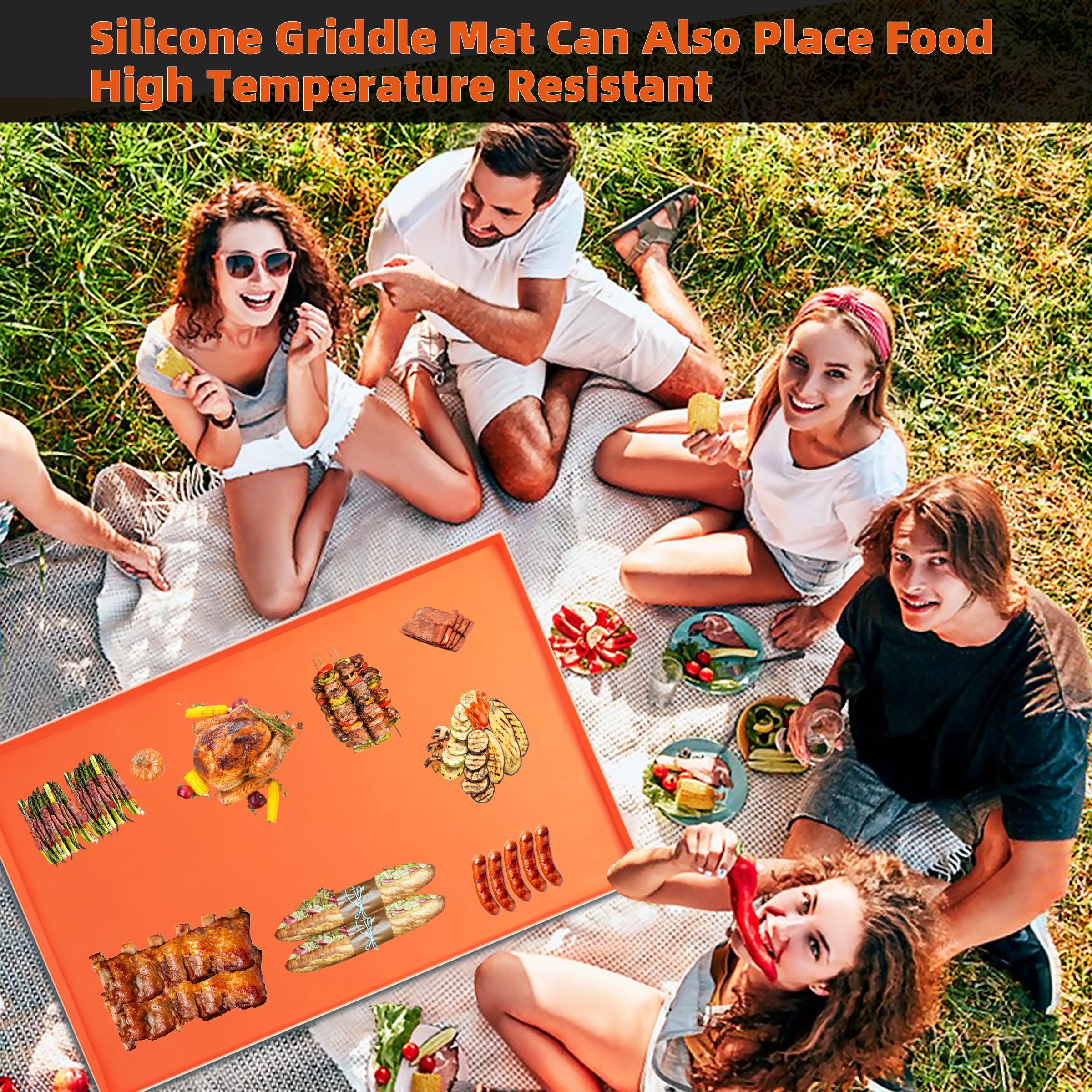 Xgunion silicone griddle mat 36in folds for compact storage when not in use.
