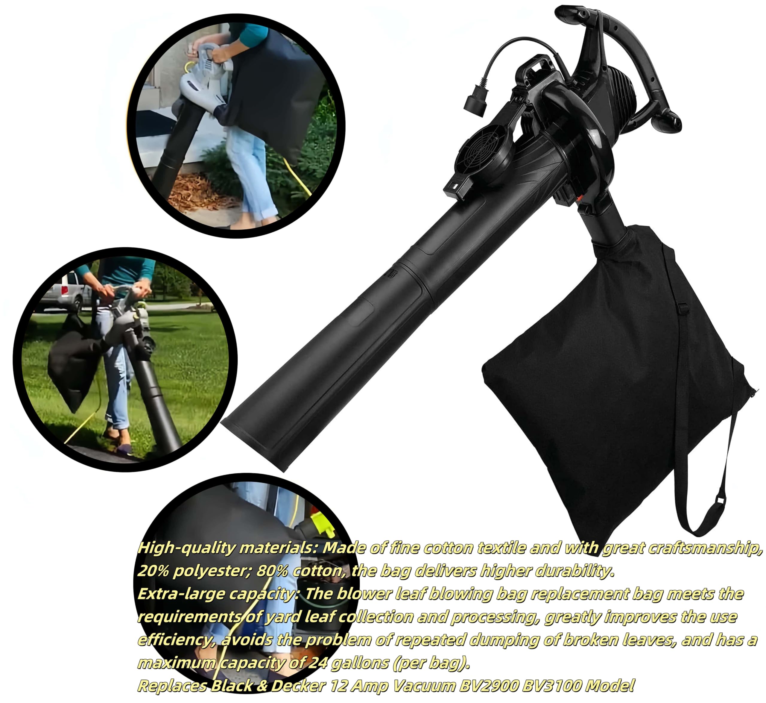 XHBAN bag material detail shows cotton-poly blend for durability.