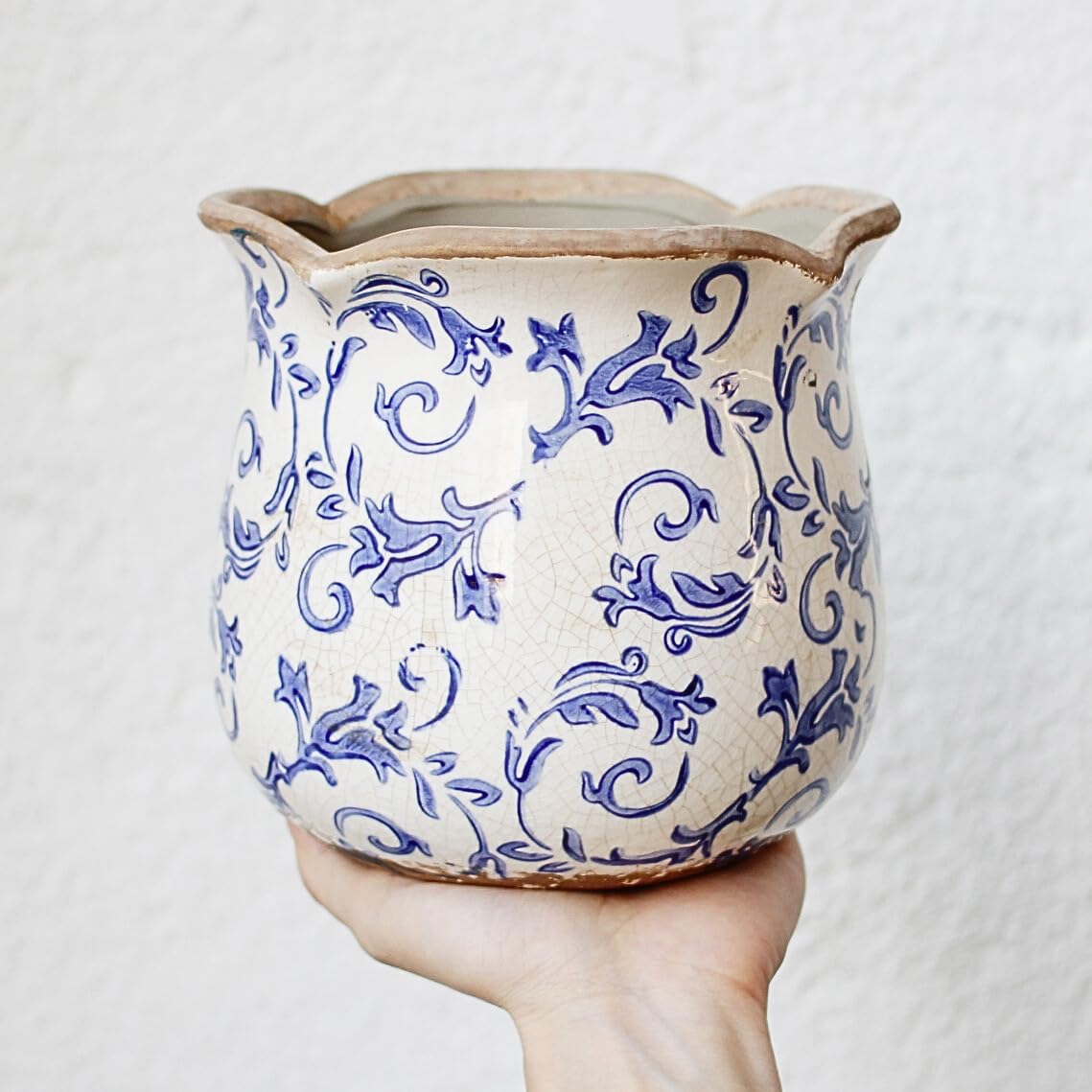 Xiaan Jiaju vintage-style flower pot creates a cozy indoor display.