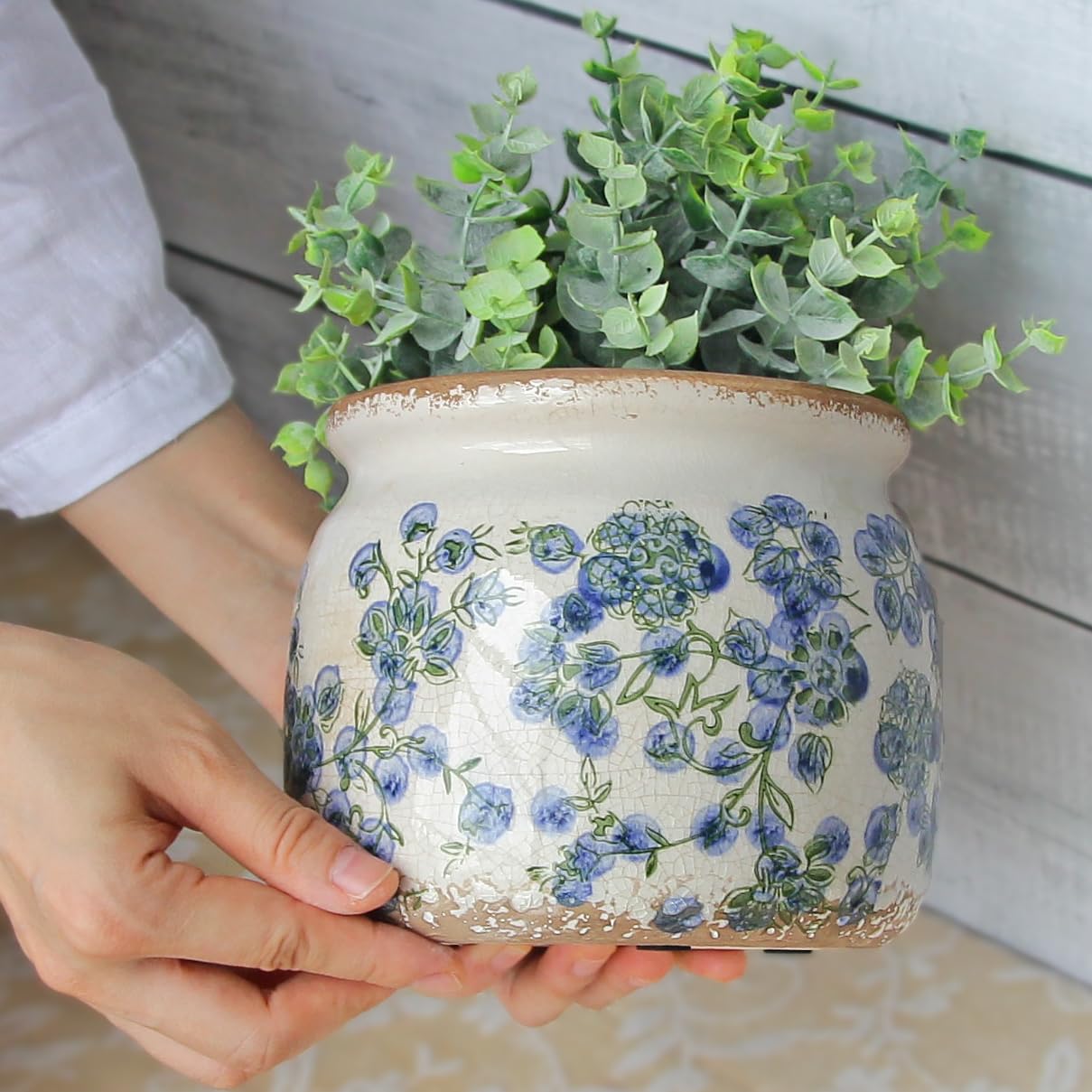Xiaan Jiaju gift-ready planter with floral motif for plant lovers.