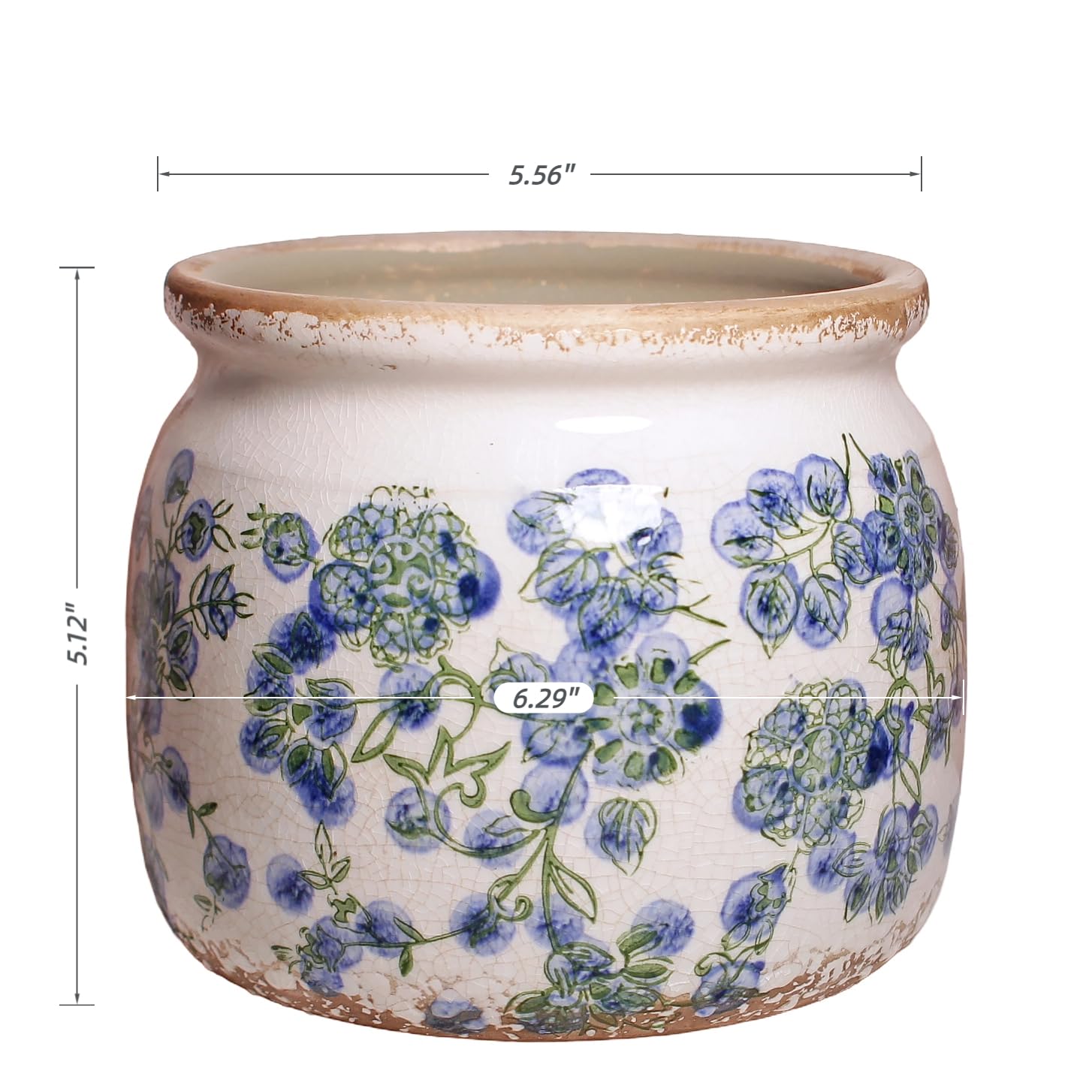 Xiaan Jiaju vintage crackle glaze planter adds rustic charm to rooms.