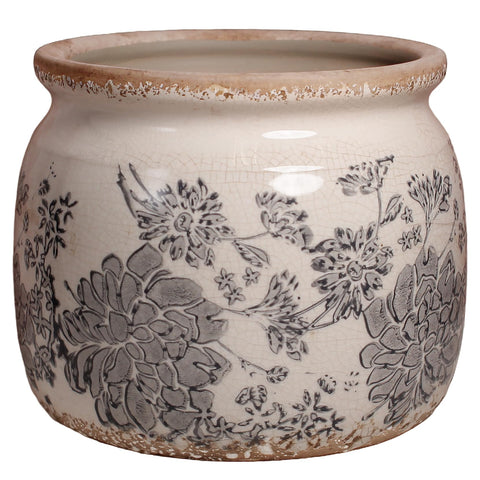 Xiaan Jiaju modern farmhouse planter gray front view for stylish indoor greenery