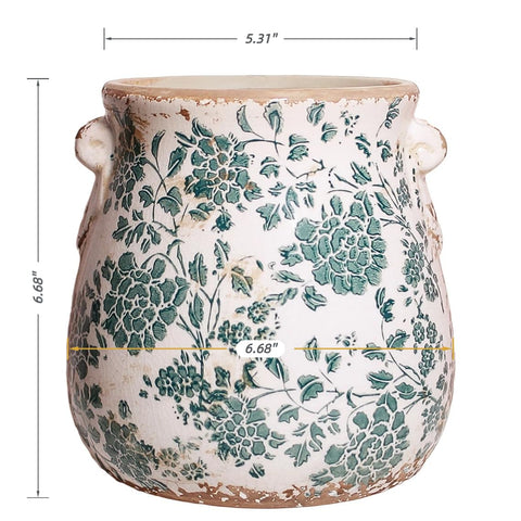 Xiaan Jiaju Tuscan ceramic planter on windowsill for fresh herbs.