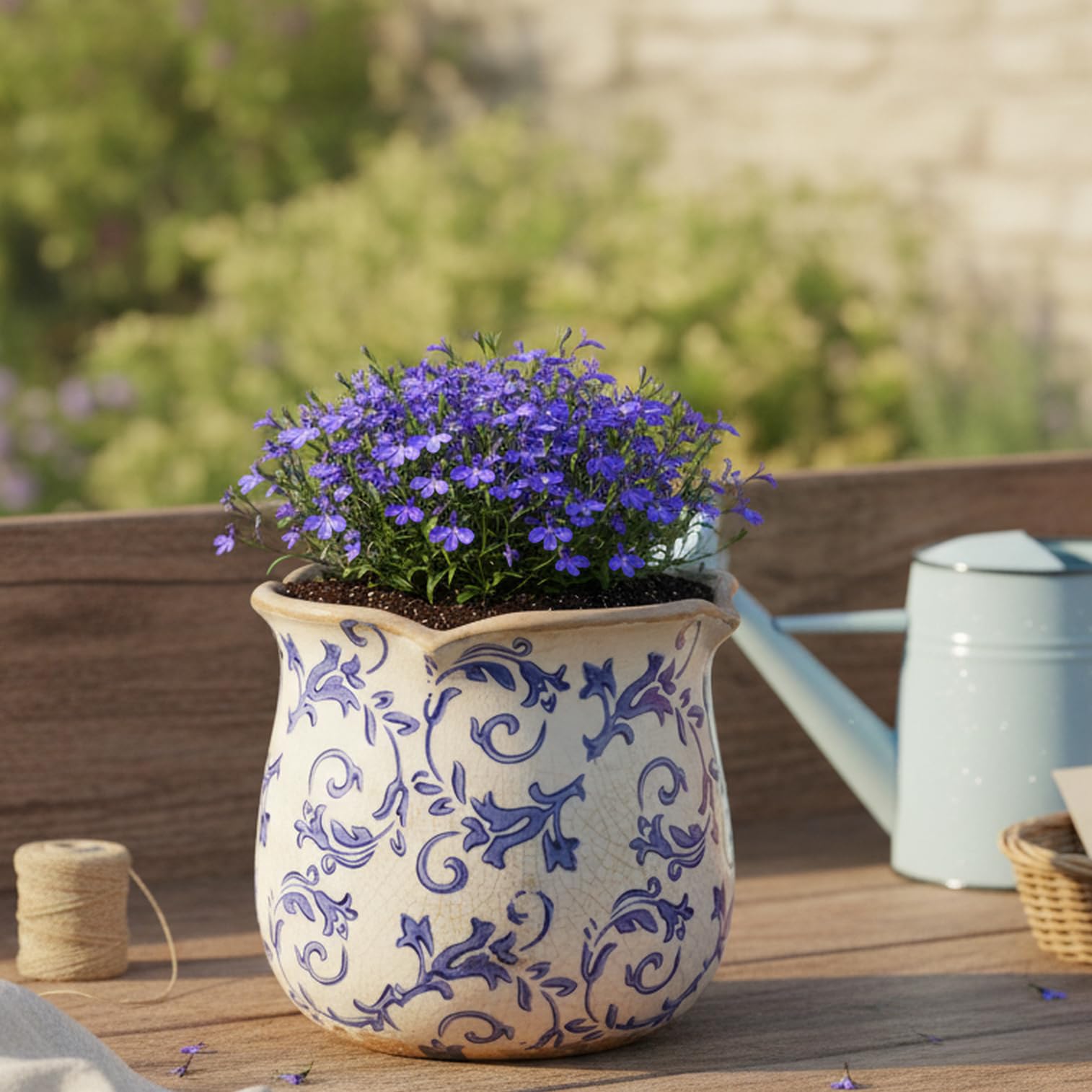 Xiaan Jiaju blue-white chinoiserie planter suits modern and traditional interiors.