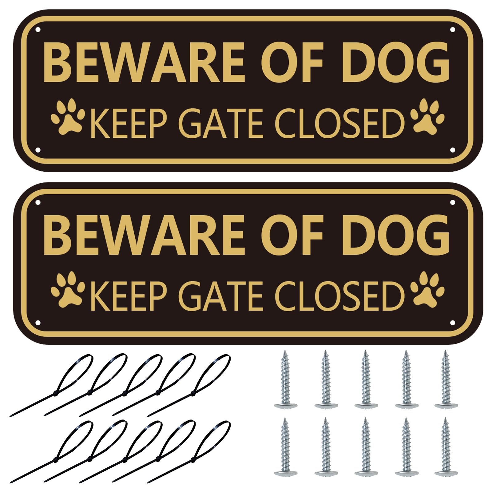 XIAOKAIYAN beware of dog sign 2-pack front view with bold gold text for yard visibility