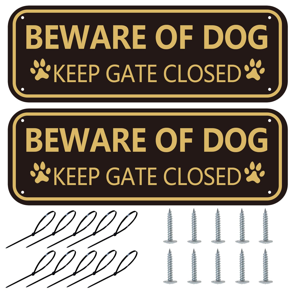 XIAOKAIYAN beware of dog sign 2-pack front view with bold gold text for yard visibility