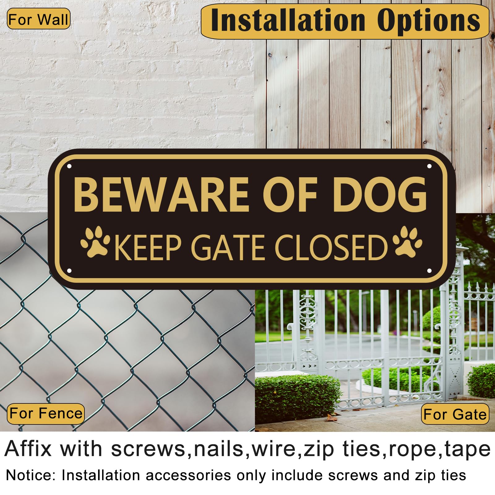 XIAOKAIYAN beware of dog sign with pre-drilled holes for easy mounting