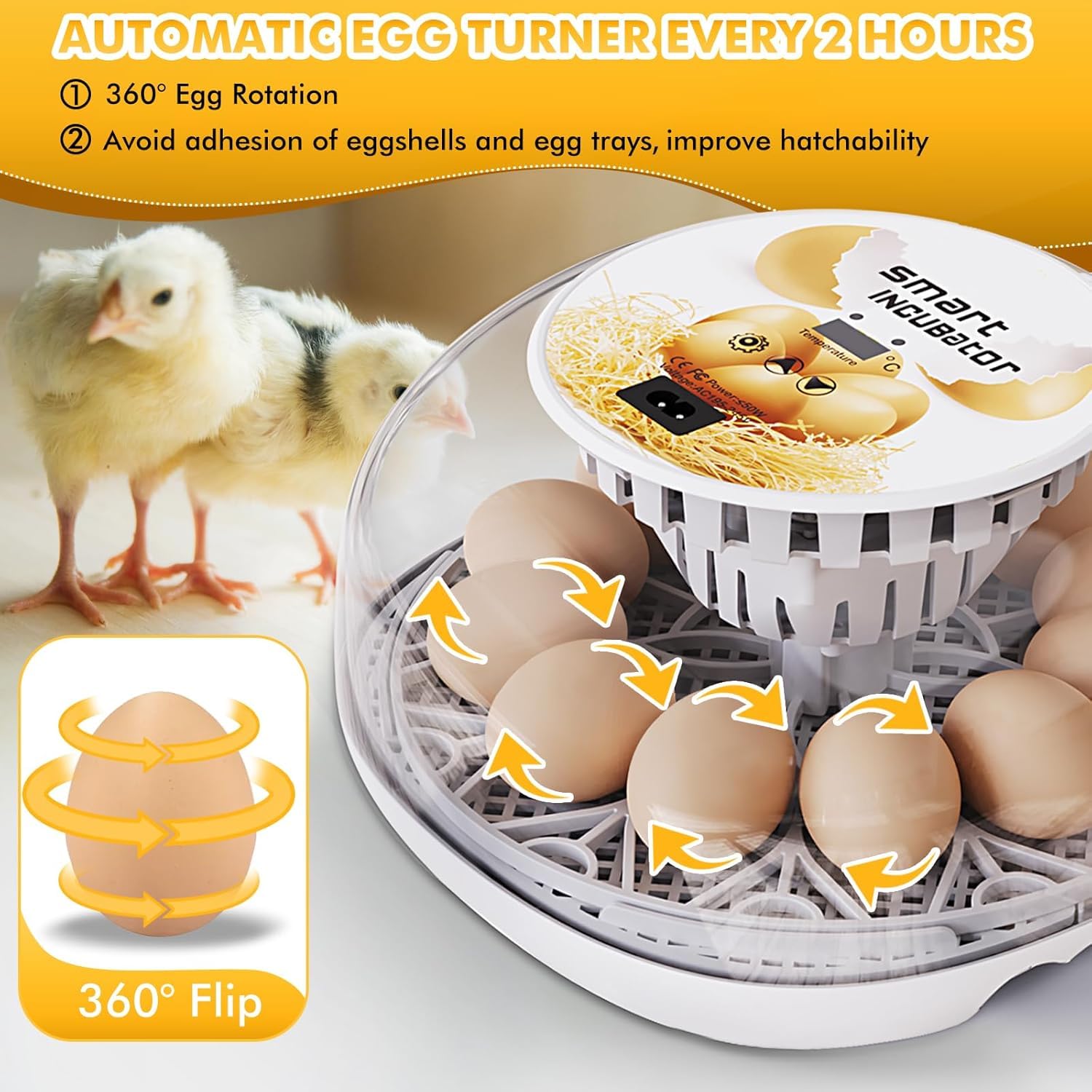 Xiejiutianxrg M12 automatic turning mechanism for even egg rotation