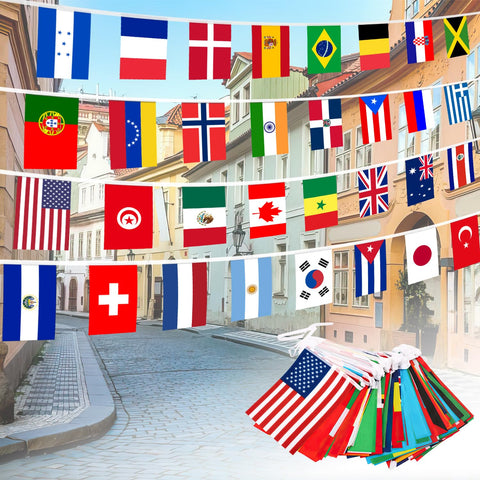 XIFAN 200-countries flag banner for outdoor events with fade-resistant colors.