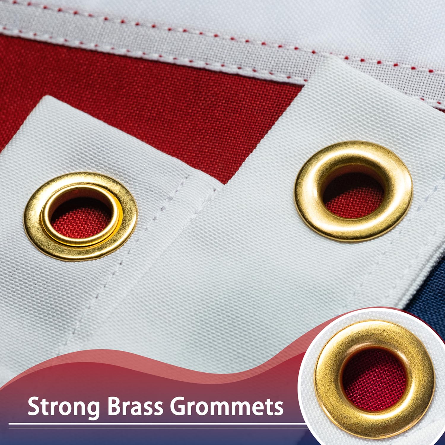 XIFAN flag embroidery close-up with vivid stars and color retention