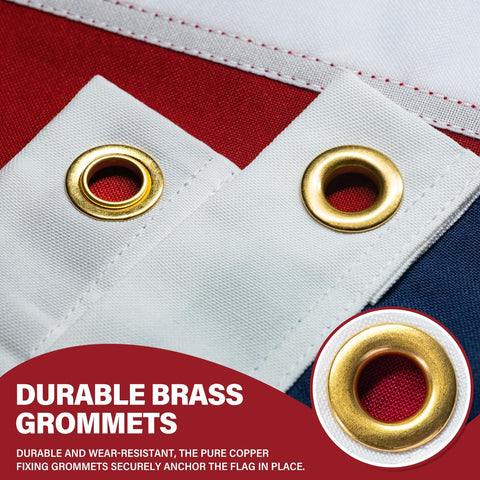 XIFAN American Flag 4x6ft brass grommets header enables secure hanging.