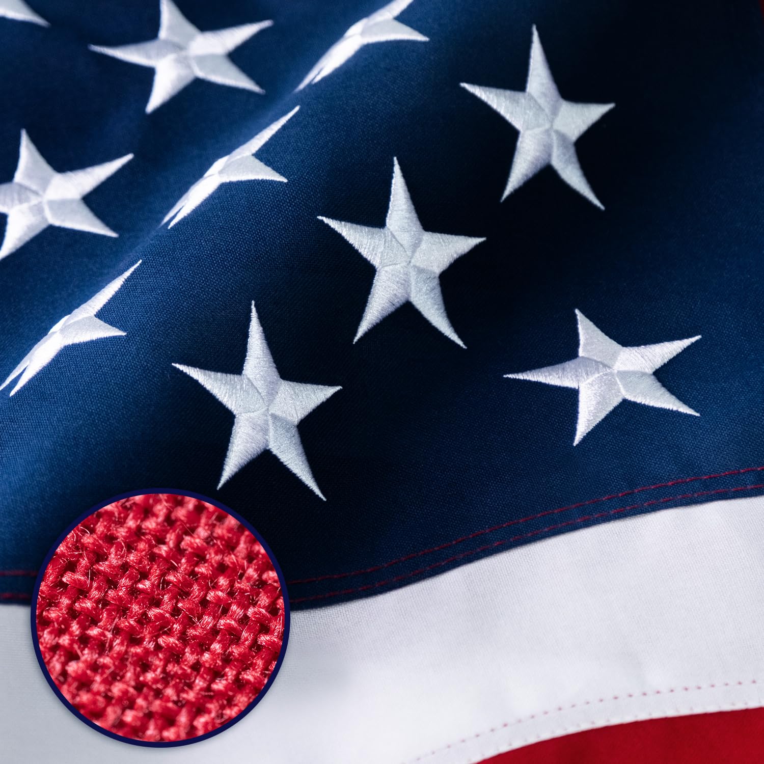 XIFAN 5x8 deluxe American flag front view with embroidered stars and bold colors