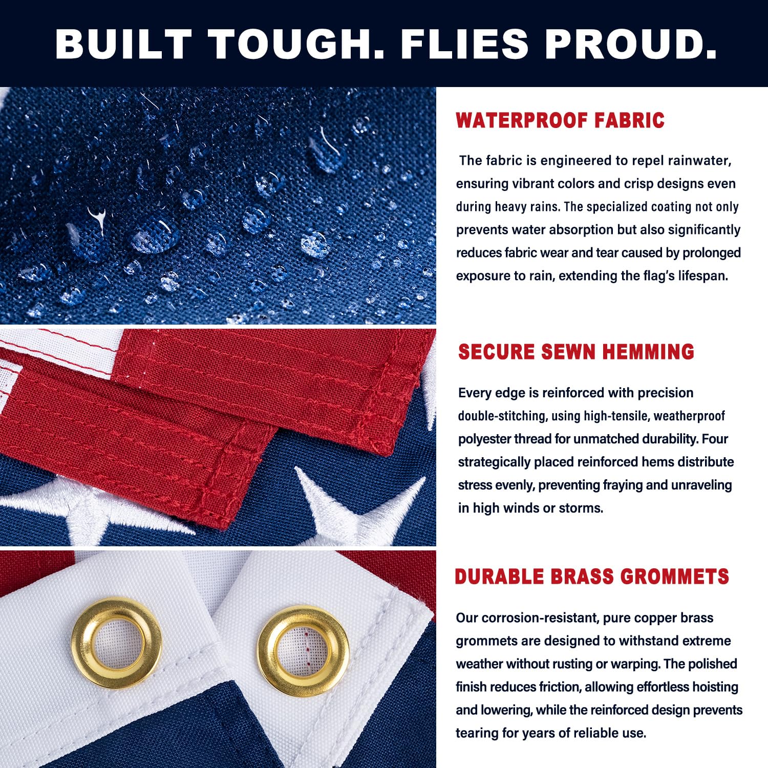 XIFAN flag features brass grommets and a sturdy canvas header for secure hanging