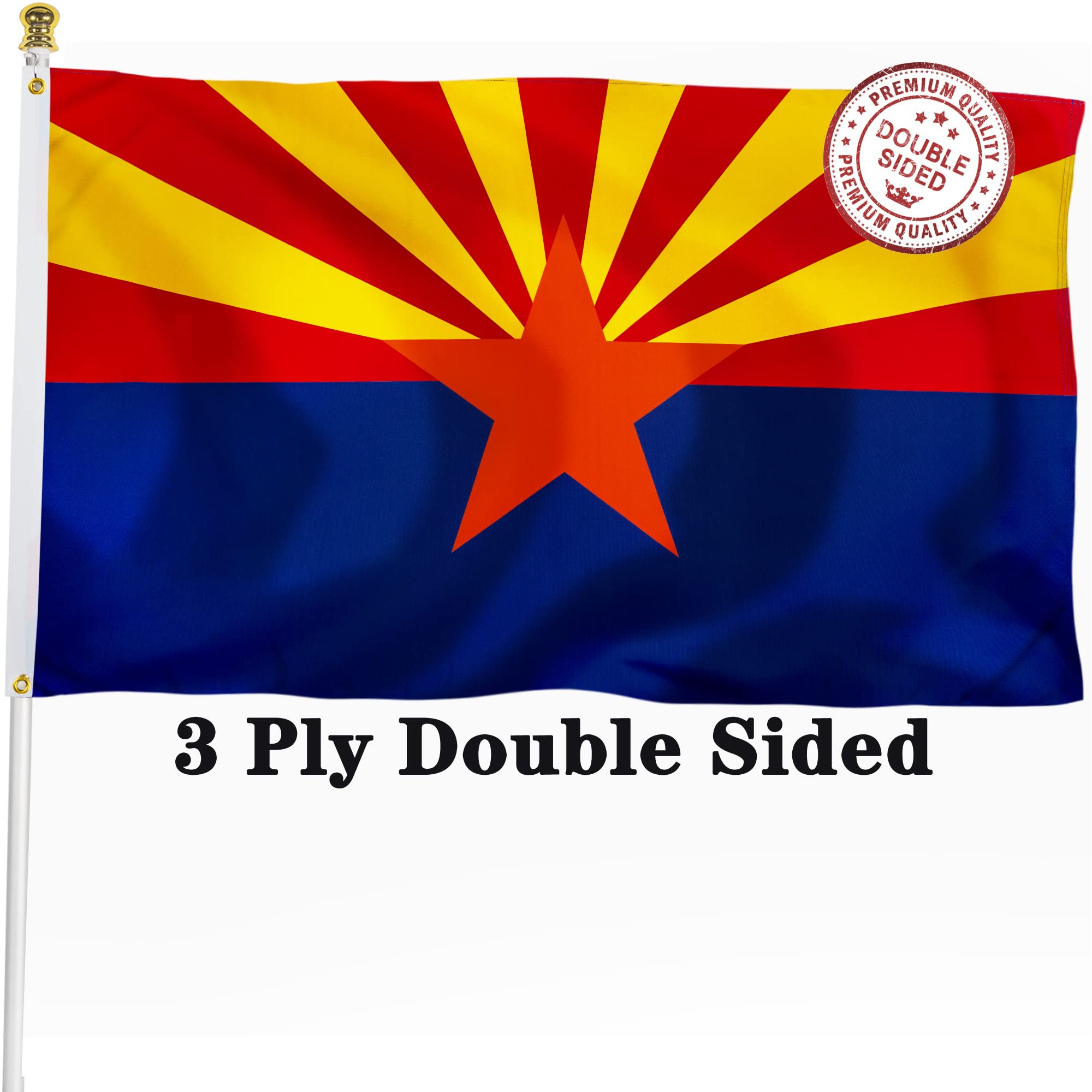 XIFAN Arizona flag 3x5ft, double-sided print, visible from both sides, for indoor and outdoor display.