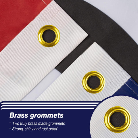 XIFAN brass grommets detail enables secure hanging on standard flag poles.