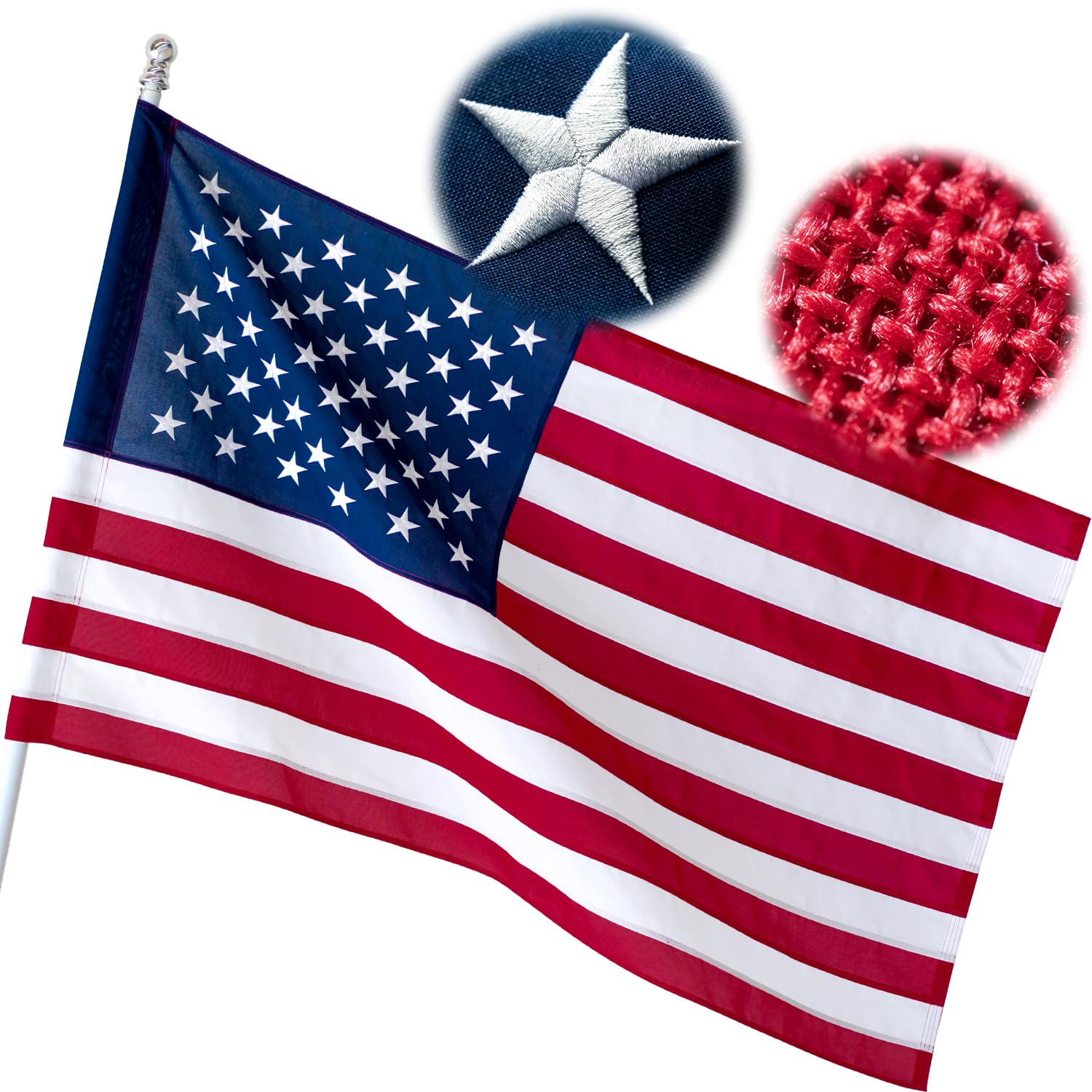 XIFAN deluxe 3x5 American flag sleeve for outdoor mounting and pride.