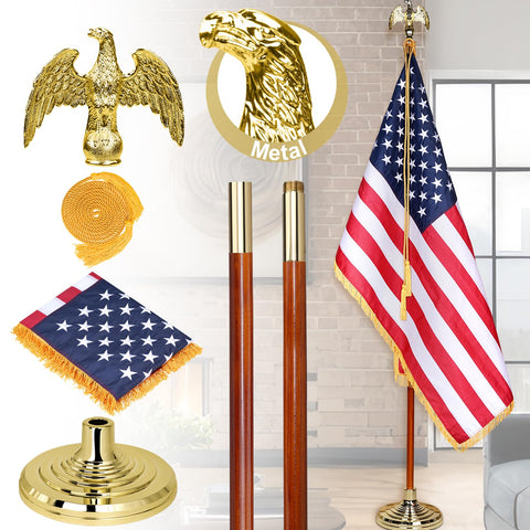 XIFAN Deluxe 8ft oak pole for sturdy indoor flag displays.