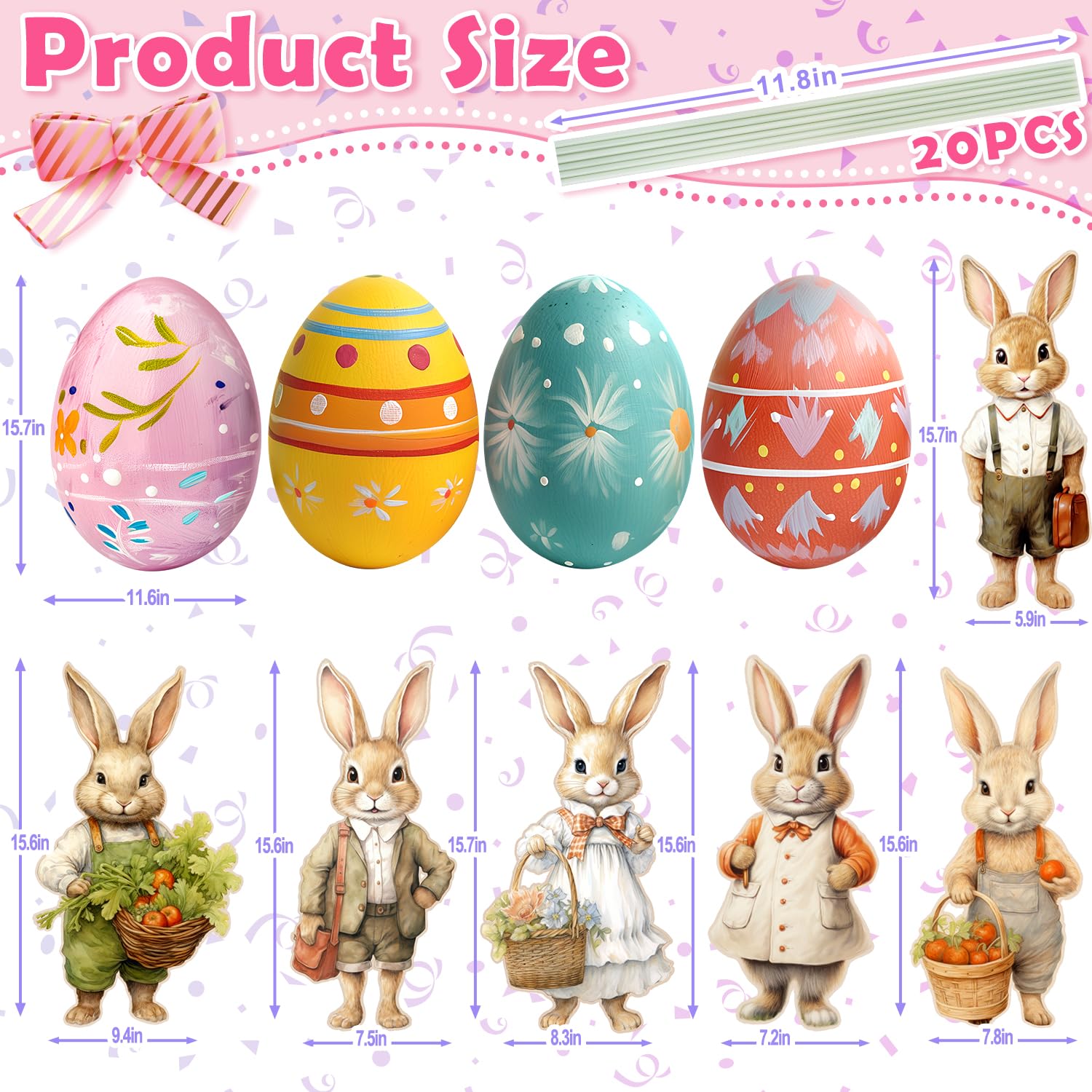 XIFAN Easter bunny yard sign in vivid colors adds festive curb appeal.