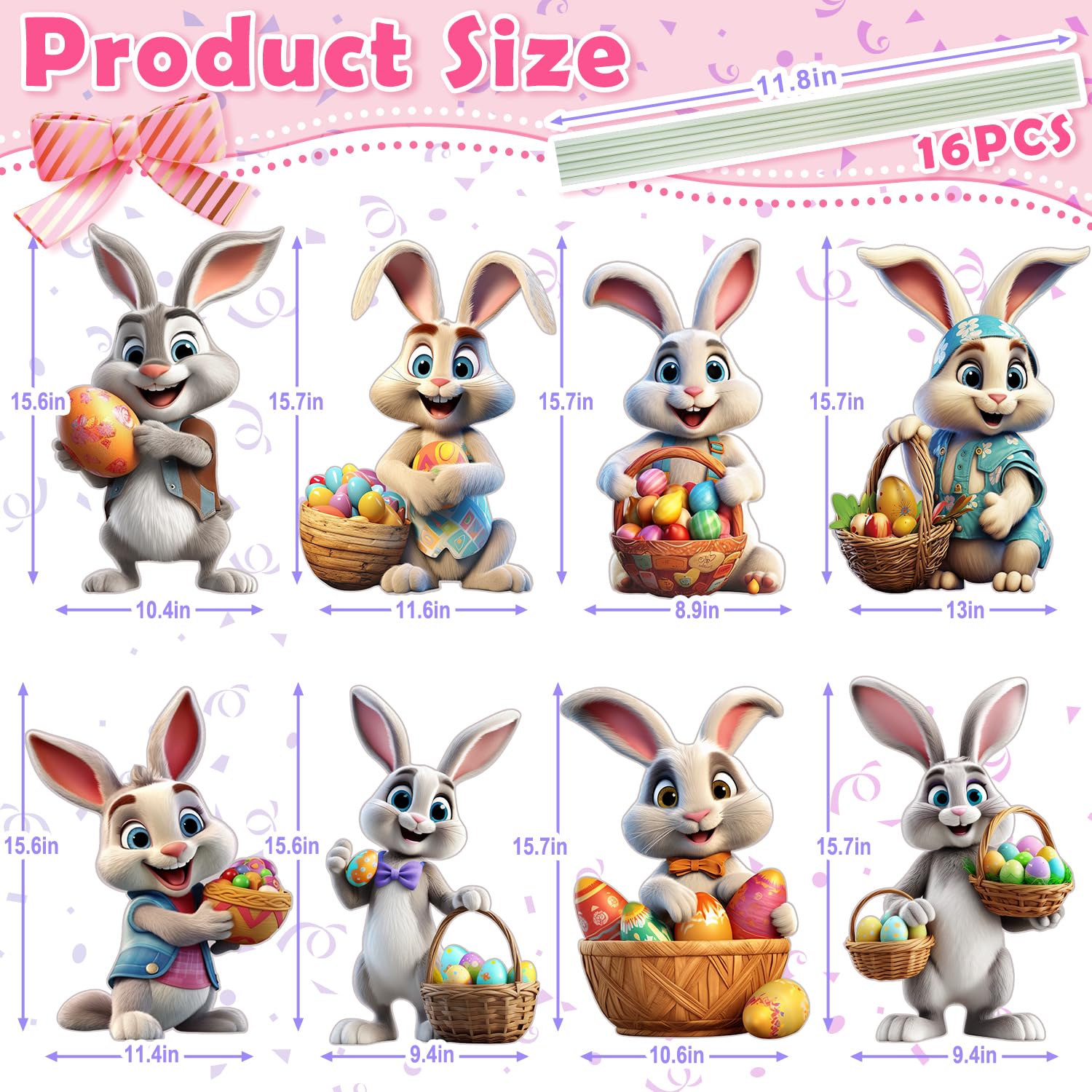 XIFAN yard sign with stake features a detailed bunny design for garden displays.