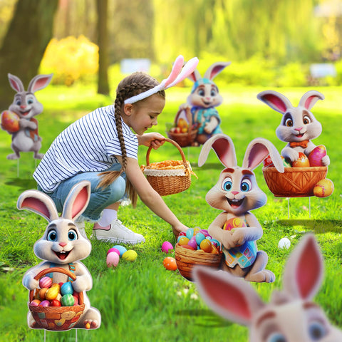 XIFAN bunny yard sign with stake brings cheerful spring charm to porches.