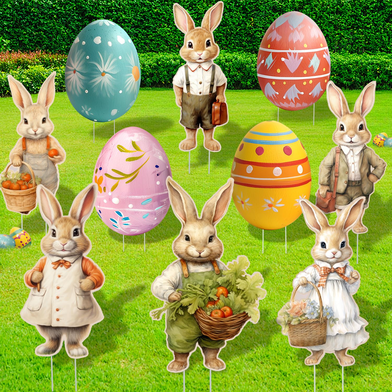 XIFAN Easter yard sign with sturdy stakes for easy outdoor placement.