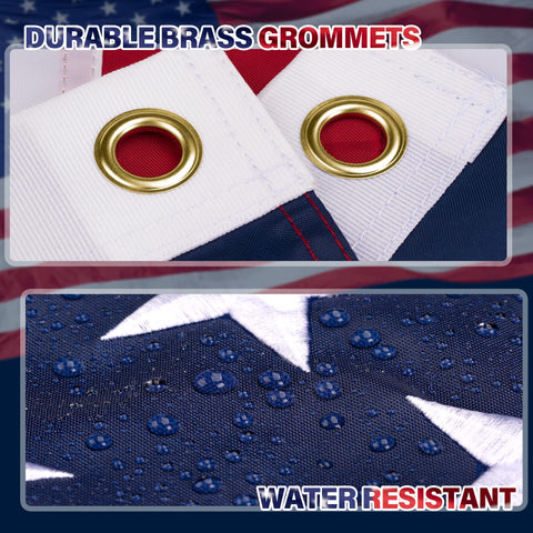 XIFAN flag with 13 sewn stripes and double stitching for durability.