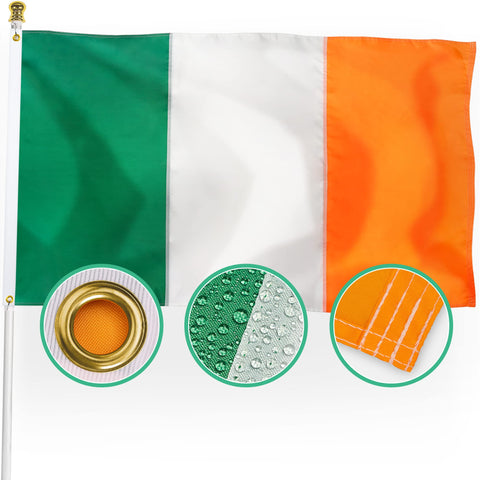 XIFAN Ireland flag 3x5 outdoor full view showing weather-ready 210D nylon for year-round display.