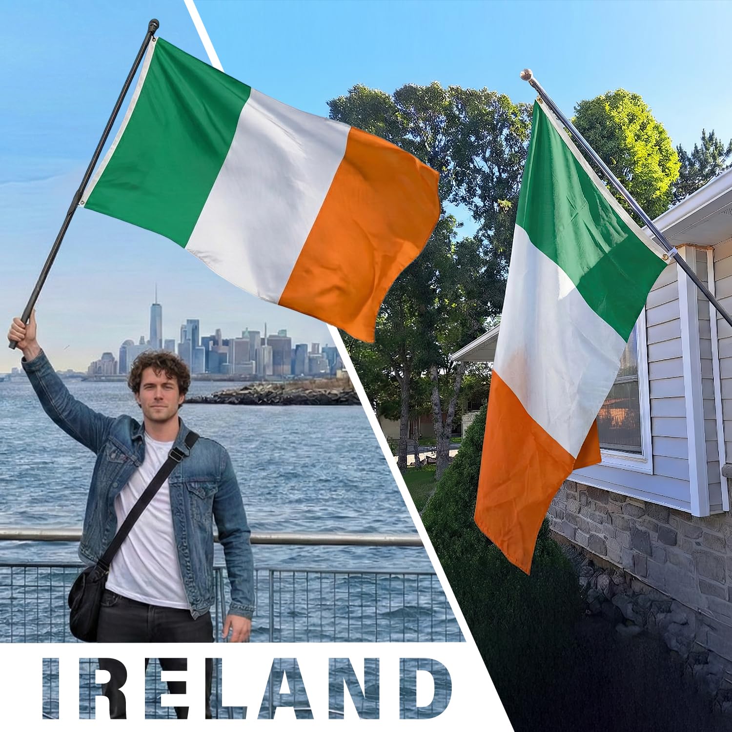 XIFAN Ireland flag bright traditional colors for eye-catching home or office decor.