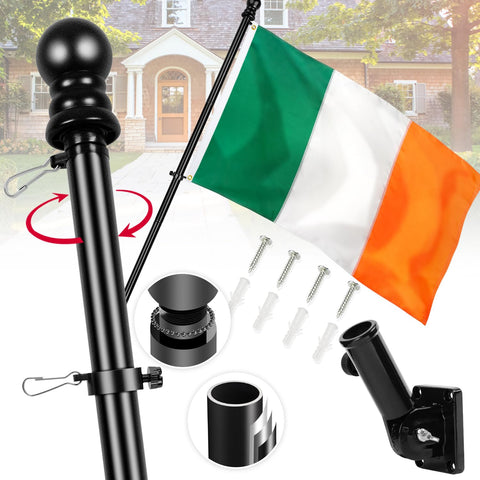 XIFAN Ireland flag with 6ft pole for outdoor display