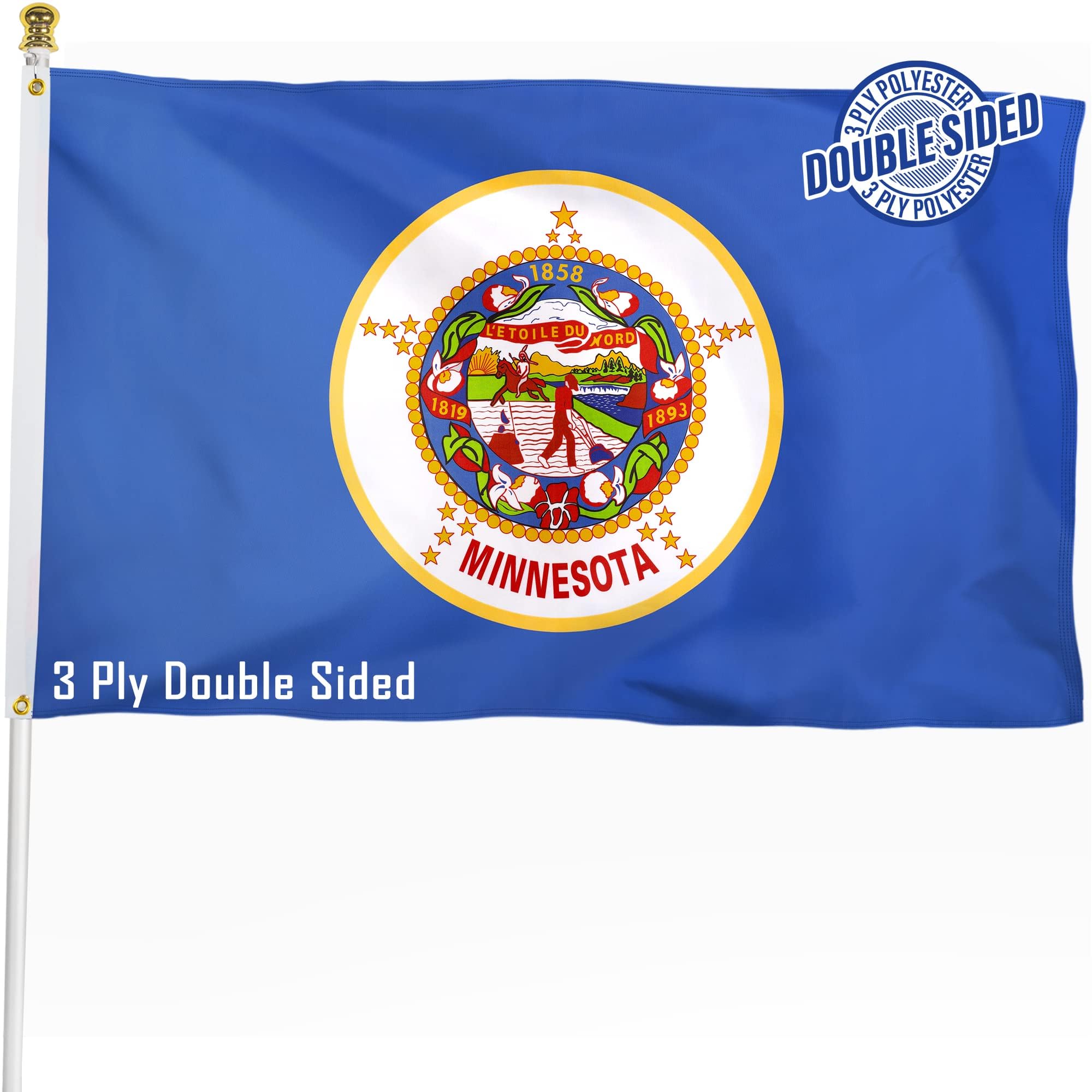XIFAN Minnesota flag 3x5ft heavy polyester for durable outdoor display.