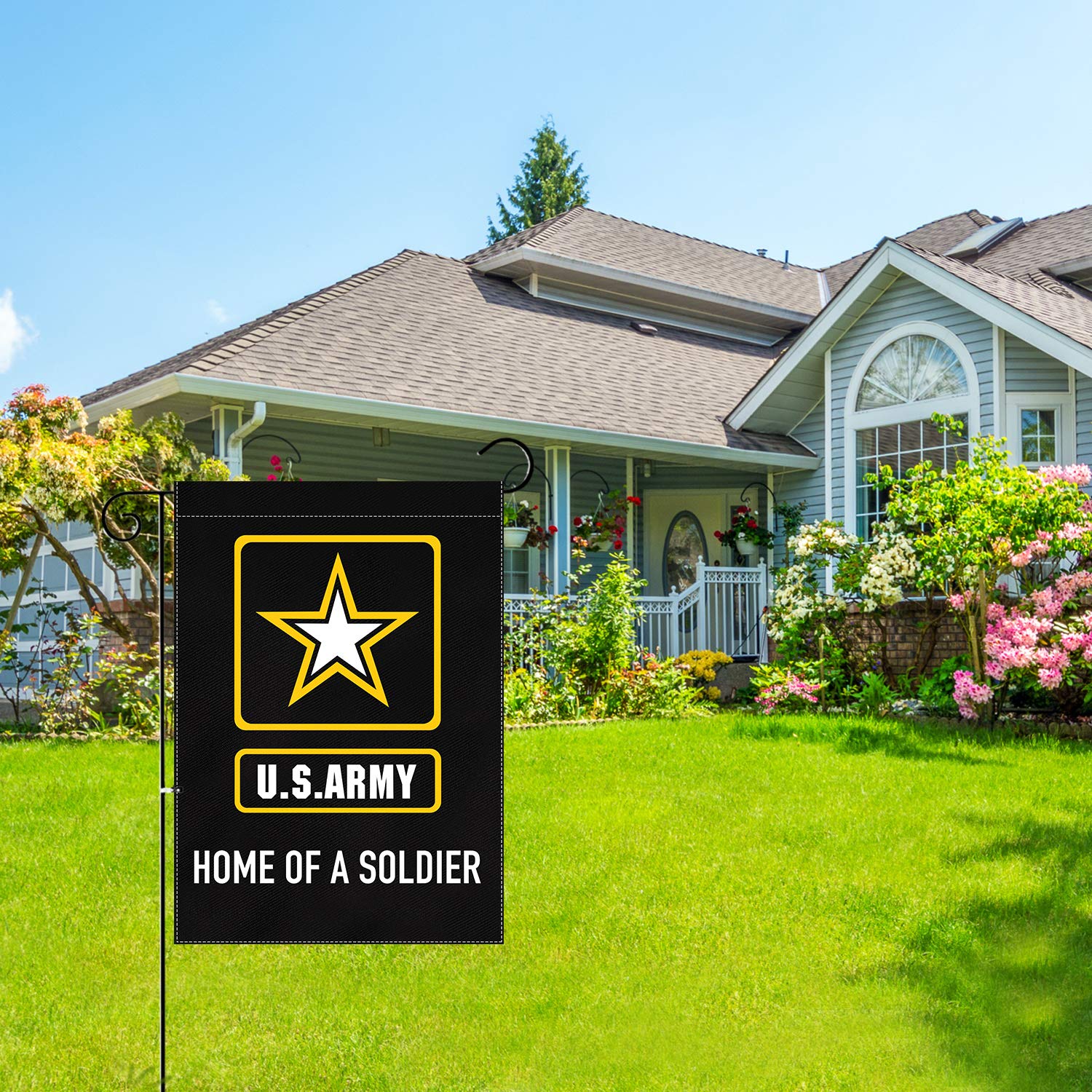XIFAN US Army applique banner garden hanging for curb appeal.