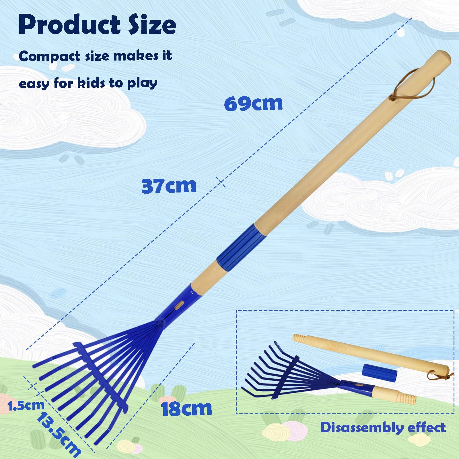 Xifando Compact 69 cm rake fits small hands for precise cleanup