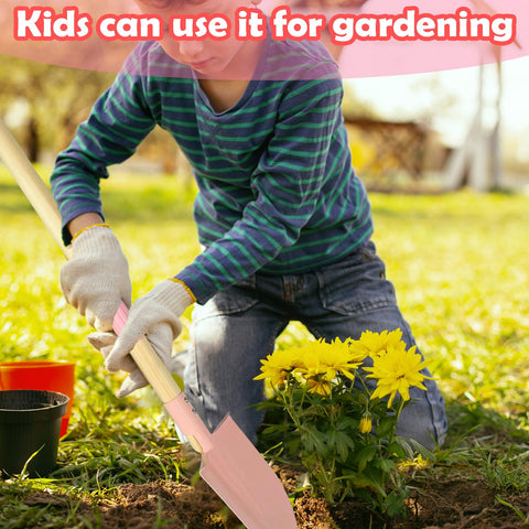 Xifando kid-size garden shovel with pink metal head for sturdy digging