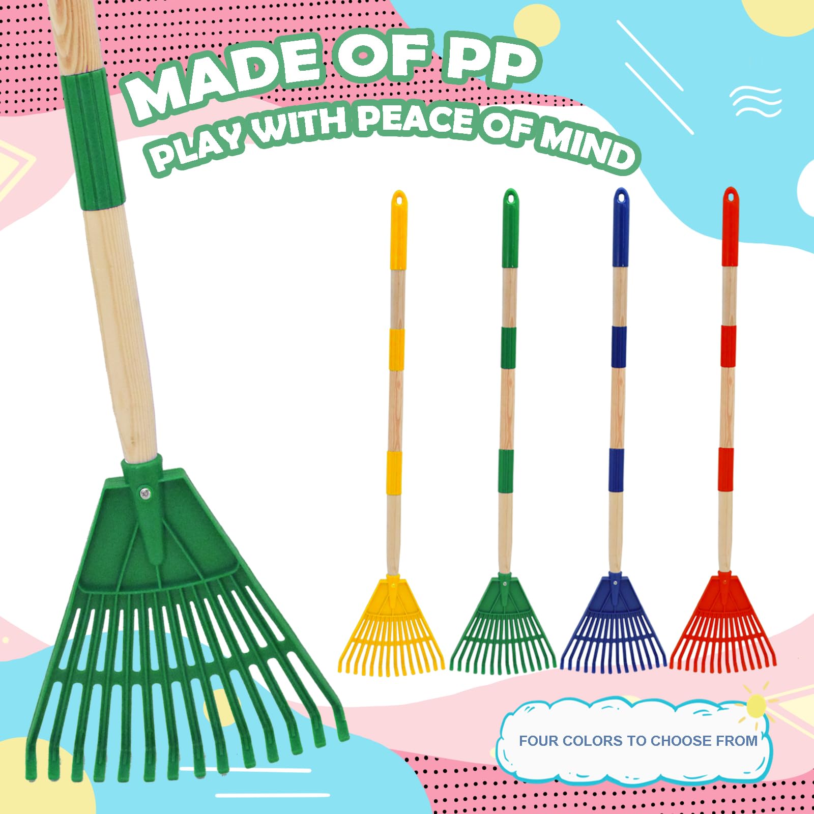 Xifando Kids Leaf Rake green color shown in garden setting