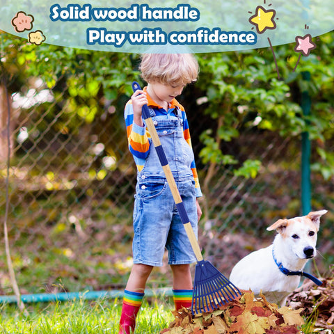 Xifando Kids Leaf Rake colorful-head-pattern adds fun to gardening
