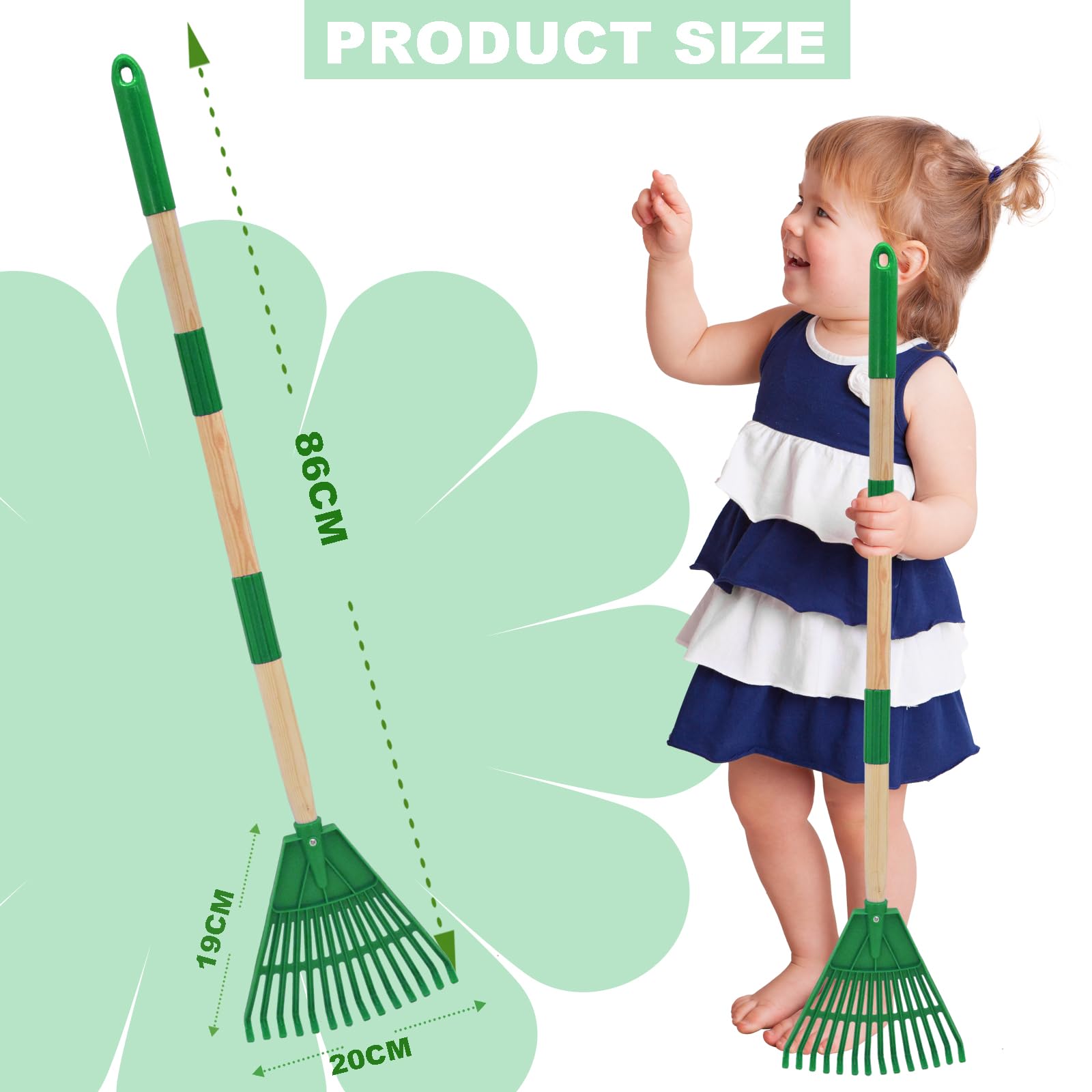 Xifando Kids Leaf Rake extended handle demonstrates adjustable length for growing children