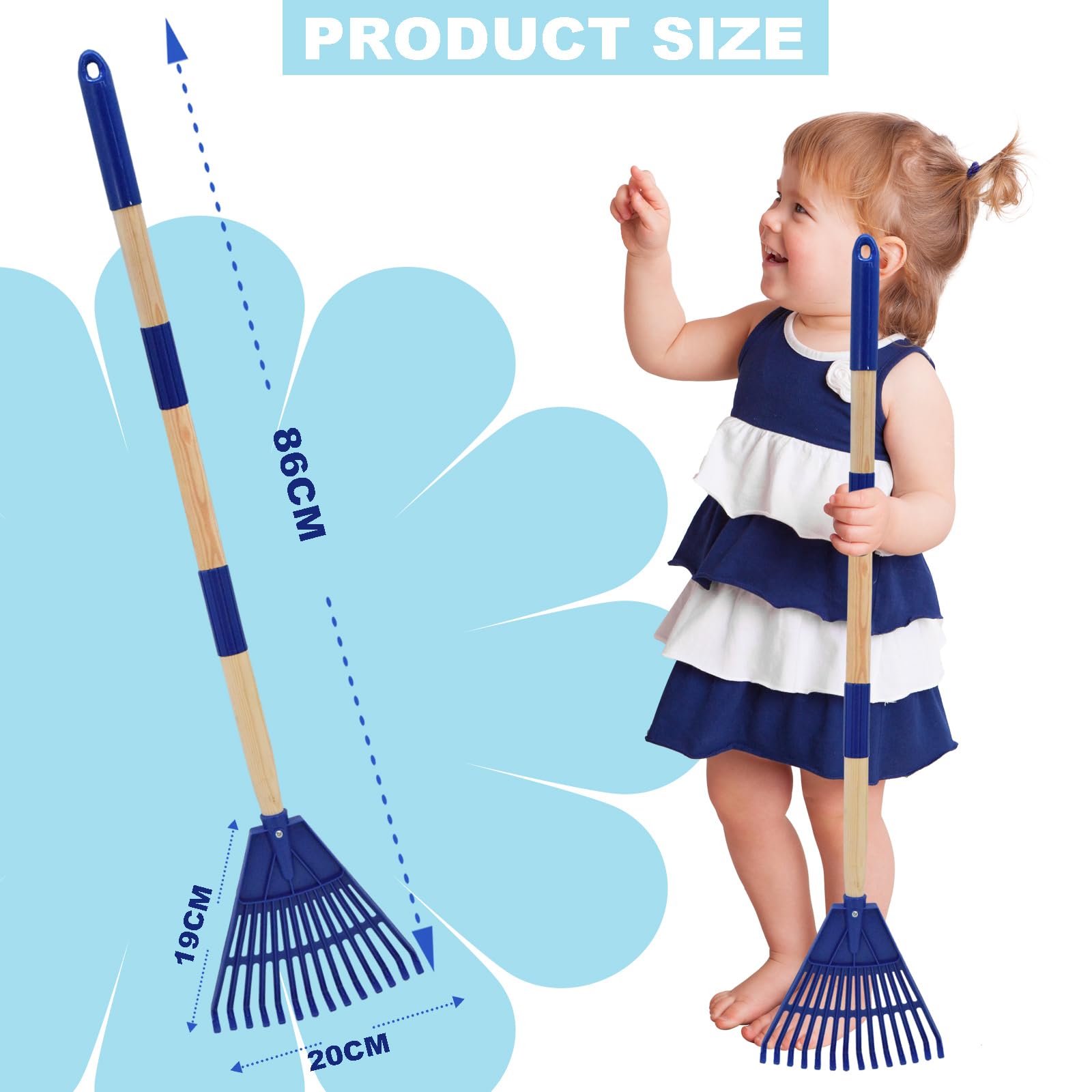 Xifando Kids Leaf Rake wood-plastic-construction balances sturdiness and light weight