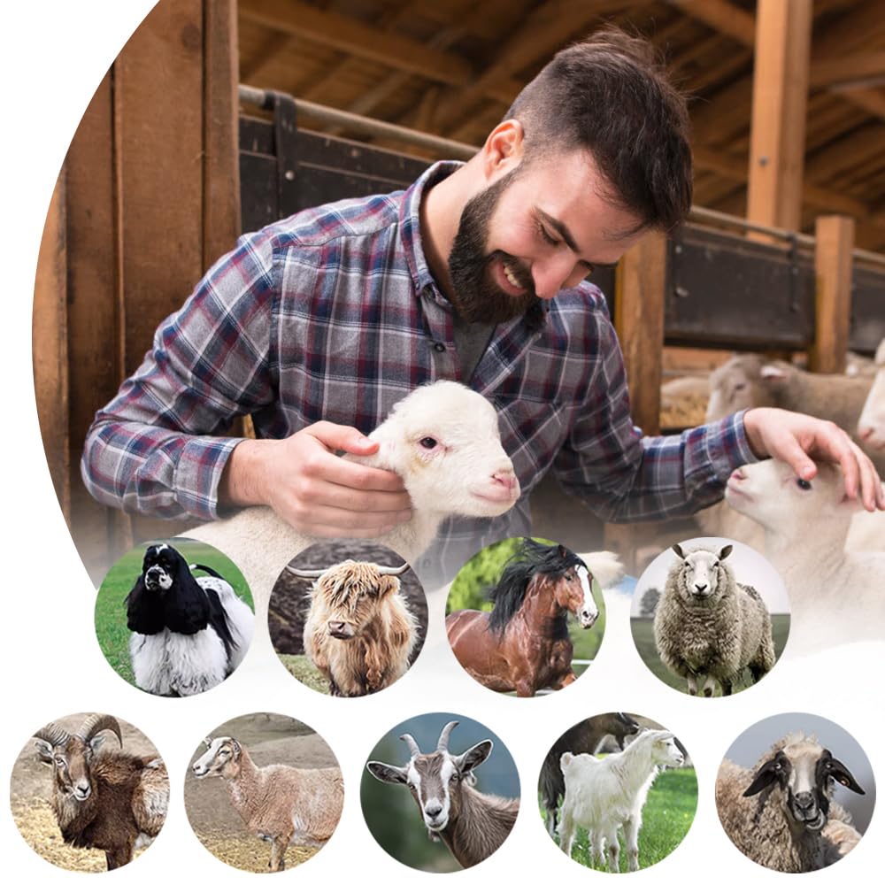 XIIW two blade sets included for versatile livestock grooming