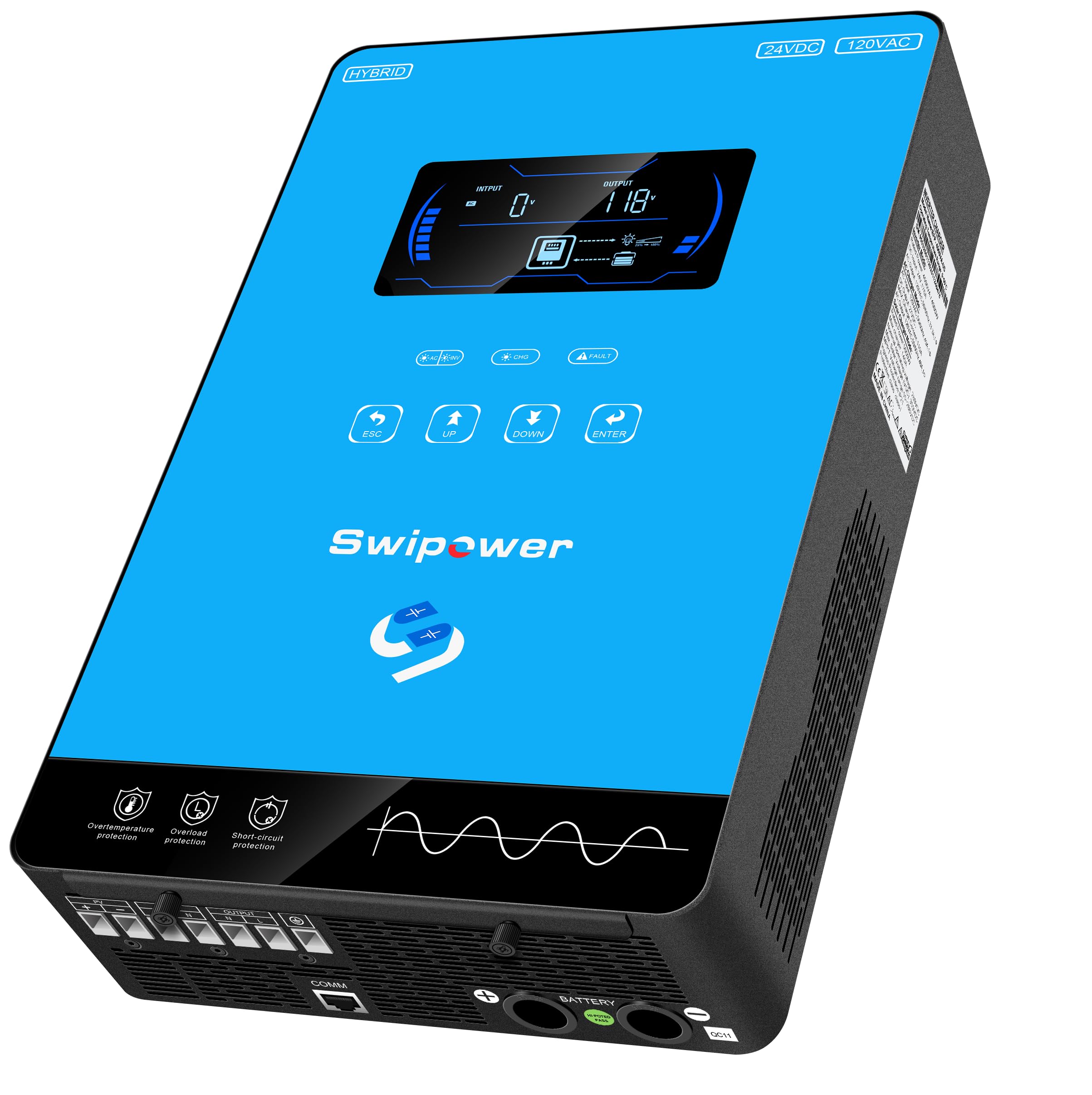 Xijia Hybrid Inverter 140A MPPT solar charger enables high-efficiency solar input.