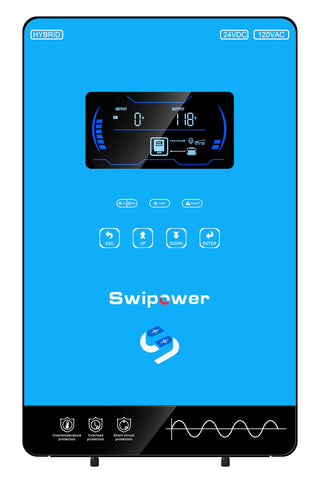 Xijia Hybrid Inverter display panel shows status and battery info for easy monitoring.