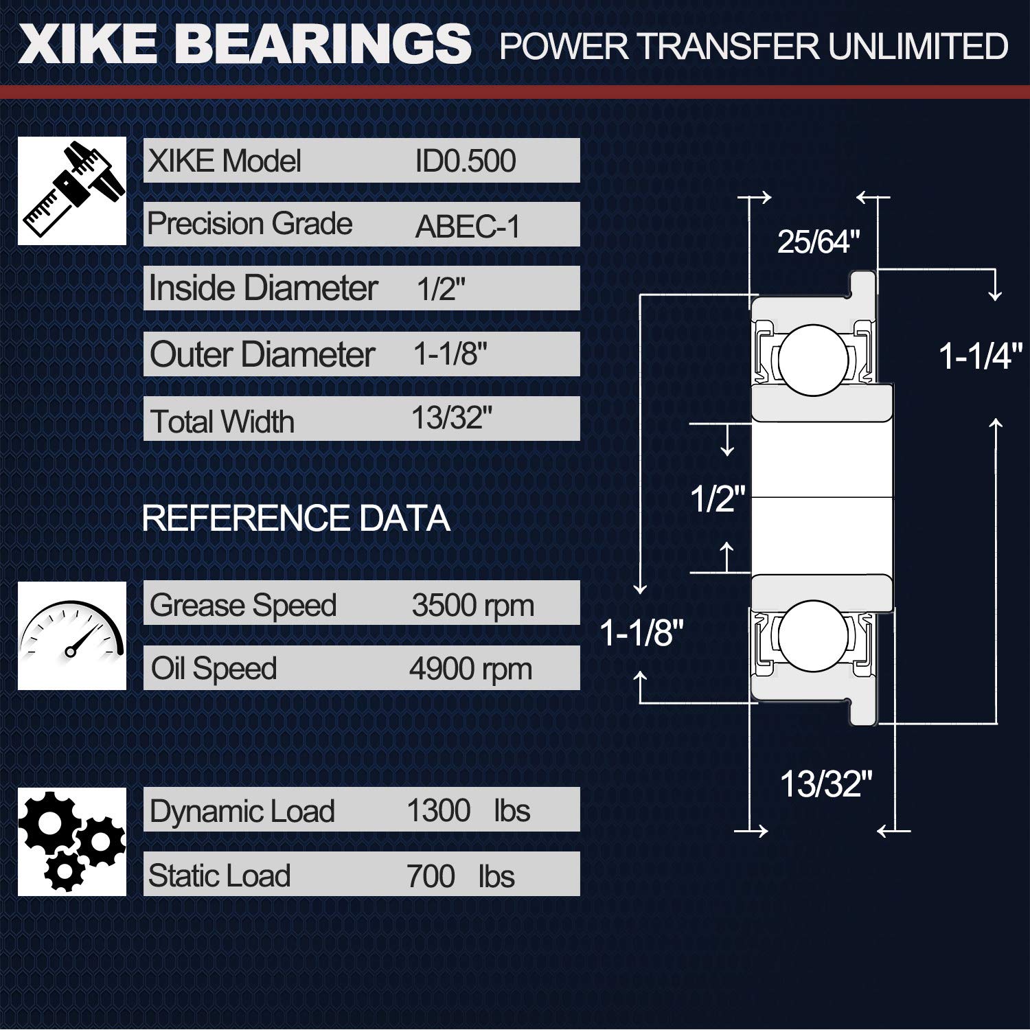 Xike chrome steel bearing close-up highlights durable material and smooth surface