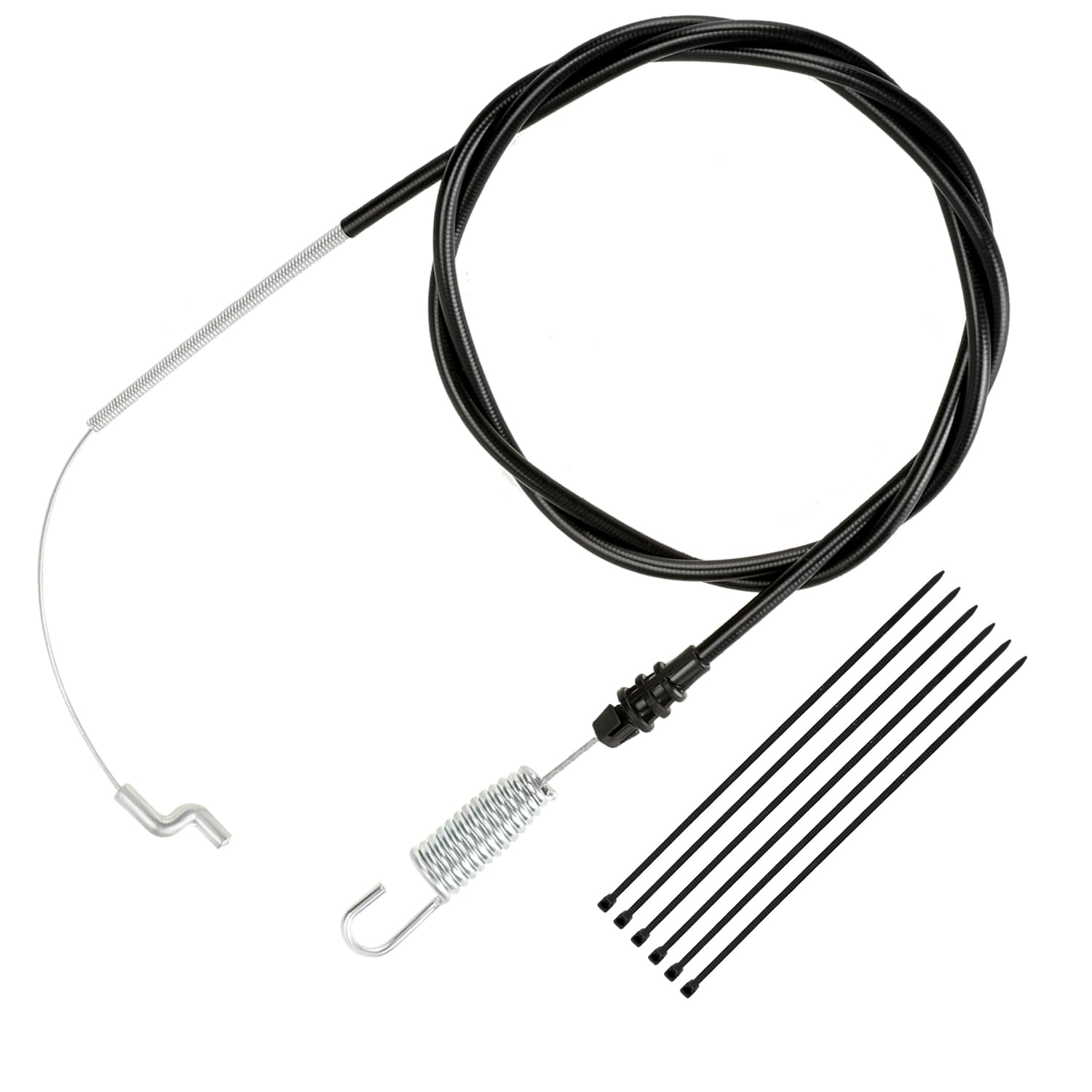 XIKOBY 105-1845 traction cable close-up, durable steel for Toro front-drive mowers.