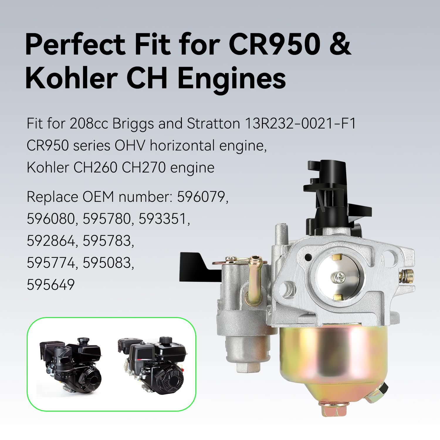 XIKOBY CR950 carburetor kit detailed parts showing extended levers for easier installation