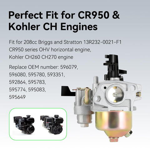 XIKOBY CR950 carburetor kit detailed parts showing extended levers for easier installation