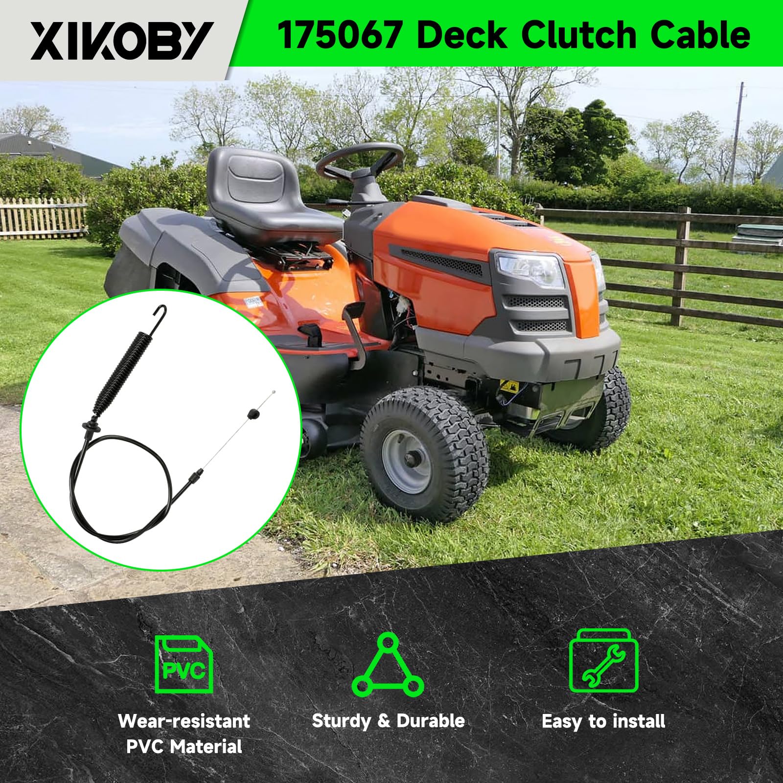 XIKOBY deck clutch cable installation image, easy swap for LT1000/LT2000 models.